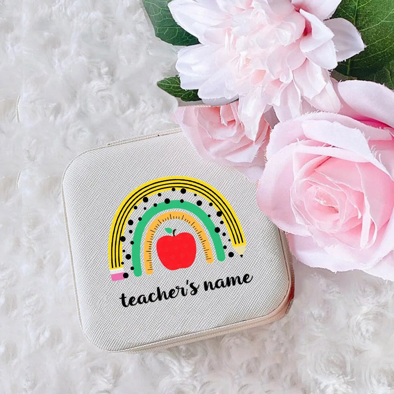 Personalized Teacher Jewelry Box Rainbow Teacher's Jewellery Organizer