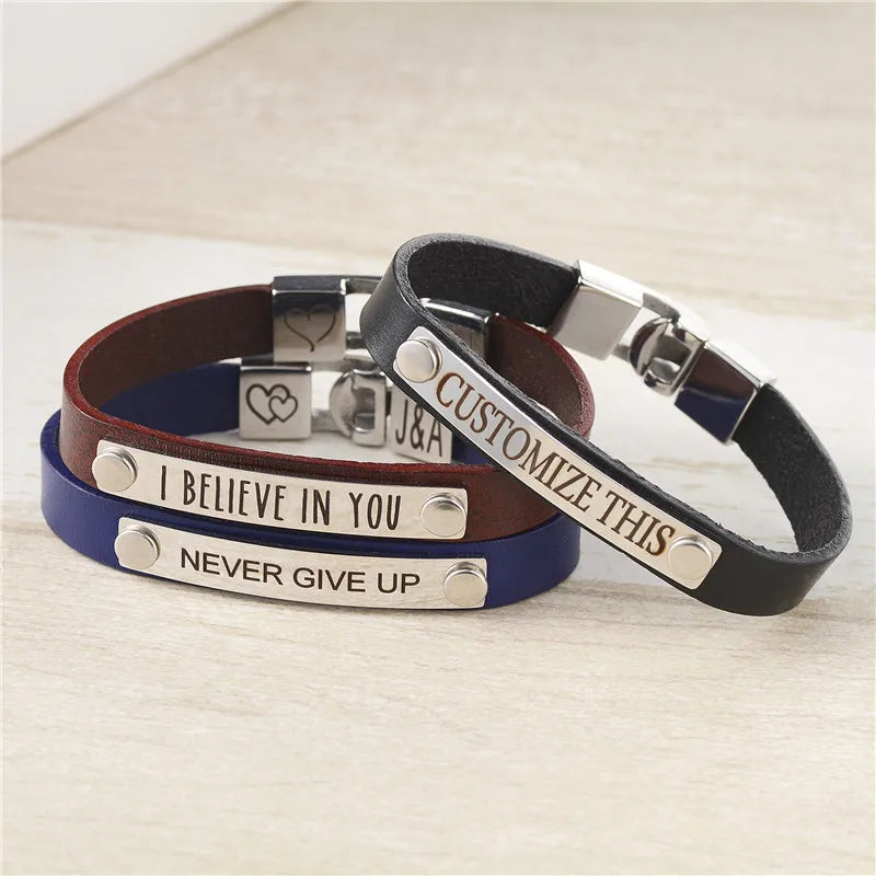 Personalized Name Symbols Bracelet Stainless Steel Bangle