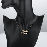 Custom Cursive Font Name Necklace With Heart Chain 18K Gold Plate Pendant
