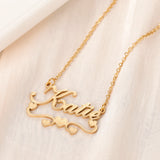 Custom Cursive Font Name Necklace With Heart Chain 18K Gold Plate Pendant