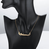 Textured Name Necklace with Angel Wings, Stainless Steel Chain