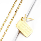 Bible Cross Dog Tag Necklace Silver Stainless Steel Christian Jewelry