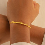 Personalized Three Names Charm Bracelets Stainless Steel Nameplate