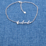 Personalized Tiny Name Bracelet, Stainless Script Name Bracelet