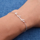 Personalized Tiny Name Bracelet, Stainless Script Name Bracelet