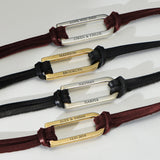 Personalized Leather Men Bar Bracelet Stainless Steel 18K Plated Him