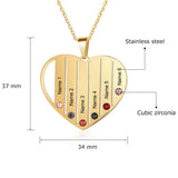 Heart Birthstone Name Necklace Titanium Steel Inlaid-diamond