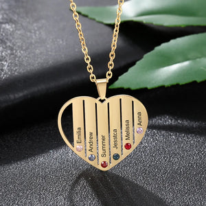 Heart Birthstone Name Necklace Titanium Steel Inlaid-diamond