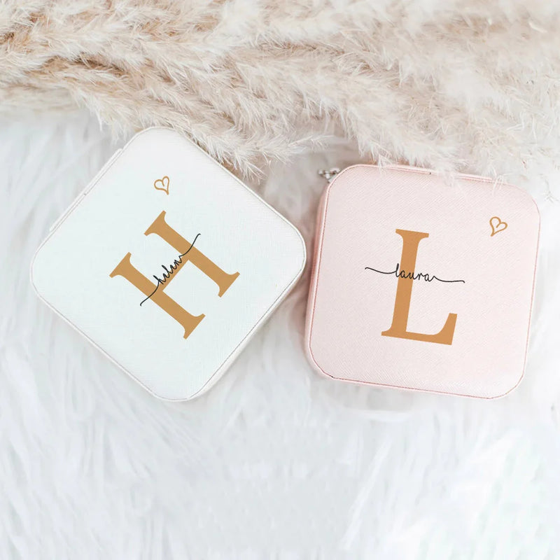 Personalized Travel Jewelry Case Name Jewelry Box Bridesmaid Proposal