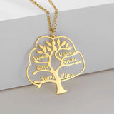 Personalized Tree Of Life Name Necklace for Women Stainless Steel Round Pendant