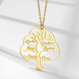 Personalized Tree Of Life Name Necklace for Women Stainless Steel Round Pendant