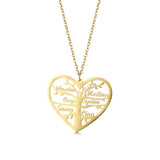 Personalized Tree Of Life Name Necklace for Women Stainless Steel Round Pendant