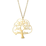 Personalized Tree Of Life Name Necklace for Women Stainless Steel Round Pendant