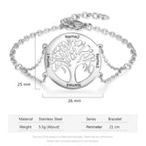 Personalized Tree of Life Bracelet with Engraved Name Family Tree Bracelet