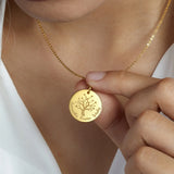 Personalized Tree of Life Family Name Necklace Stainless Steel Pendant