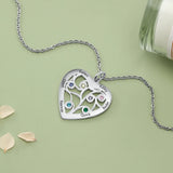 Personalized Tree of Life Heart Necklace Family Names Birthstones Pendant