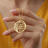 Personalized Tree of Life Necklace with Family Names Heart Shape Pendant