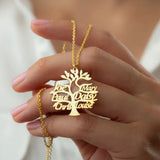 Personalized Tree of Life Necklace with Family Names Heart Shape Pendant