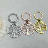 Family Tree Pendant Keychain with Names - Stainless Steel