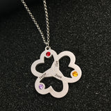 Personalized Triple Heart Birthstone Necklace