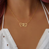 Personalized Two Name Necklace Heart Pendant Stainless Steel