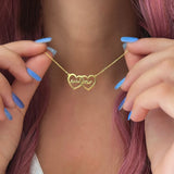 Personalized Two Name Necklace Heart Pendant Stainless Steel