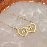 Personalized Two Name Necklace Heart Pendant Stainless Steel