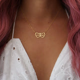 Personalized Two Name Necklace Heart Pendant Stainless Steel
