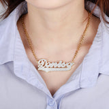 Two Tone Heart Name Necklace Stainless Steel Name Necklace For Women
