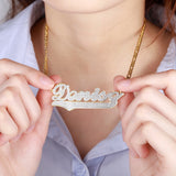 Two Tone Heart Name Necklace Stainless Steel Name Necklace For Women