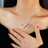 Custom V Shaped Pendant Necklace Stainless Steel Jewelry Gift