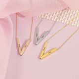 Custom V Shaped Pendant Necklace Stainless Steel Jewelry Gift