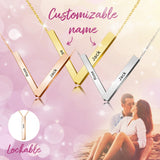 Custom V Shaped Pendant Necklace Stainless Steel Jewelry Gift
