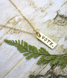 Personalized VOTE Necklaces Stainless Steel Name Letter Logo Bar Necklace