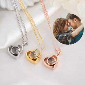 Personalized Christmas Photo Projection Heart Necklace