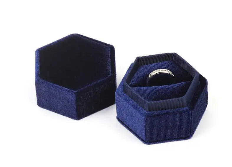 Personalized Velvet Ring Box Double Slot Ring Box