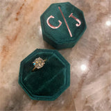 Personalized Velvet Ring Box Double Slot Ring Box