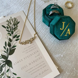 Personalized Velvet Ring Box Double Slot Ring Box