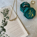 Personalized Velvet Ring Box Double Slot Ring Box
