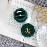 Personalized Velvet Ring Box Double Slot Ring Box