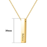 Custom 3D Bar Necklace Stainless Steel Engraved Name Pendant