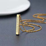 Custom 3D Bar Necklace Stainless Steel Engraved Name Pendant