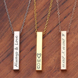 Custom 3D Bar Necklace Stainless Steel Engraved Name Pendant