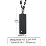 Personalized Vertical Bar Necklace CZ Stone Stainless Steel Urn Pendant
