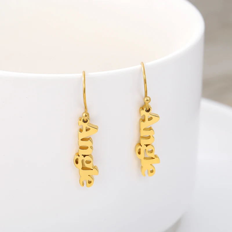 Personalized Vertical Name Earrings Dangle Name Earrings