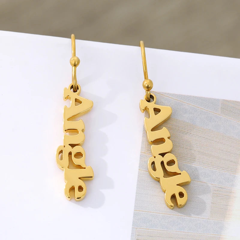 Personalized Vertical Name Earrings - Dangle Name Earrings