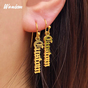 Custom Dangle Name Earrings for Her Stainless Steel Jewelry