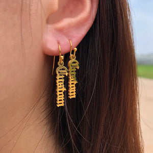 Custom Dangle Name Earrings for Her Stainless Steel Jewelry