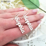 Personalized Vertical Name Earrings Stainless Steel Dangle Earrings