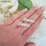 Personalized Vertical Name Earrings Stainless Steel Dangle Earrings